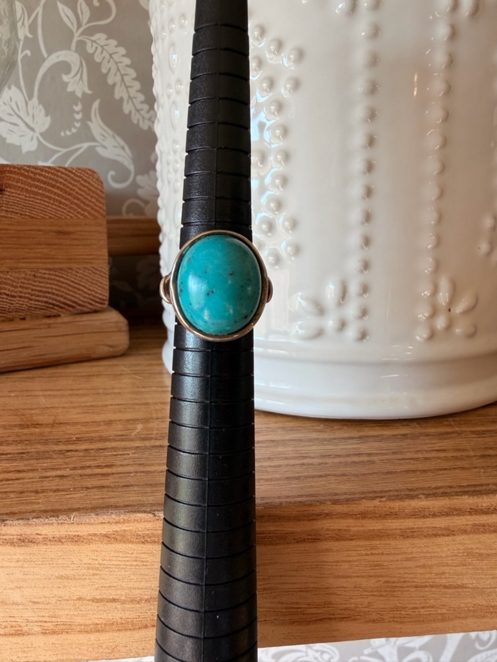 .925 Sterling Silver Turquoise Ring Size 6